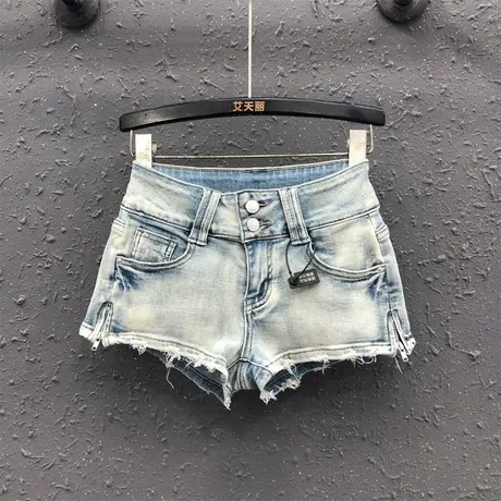 2025夏季新款美式复古低腰辣妹牛仔超短裤女修身显瘦性感包臀热裤图片