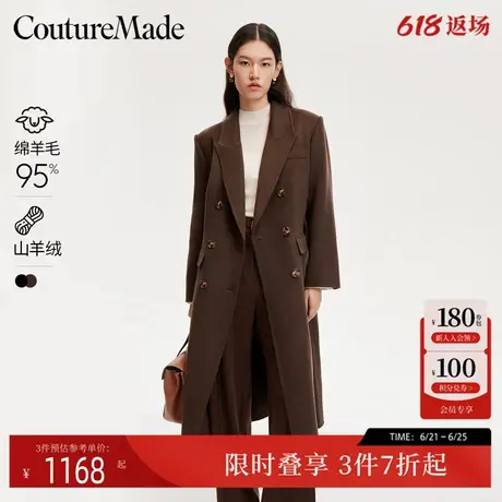 Vero Moda毛呢大衣24秋新款双面呢软糯长款双排扣经典324327008商品大图