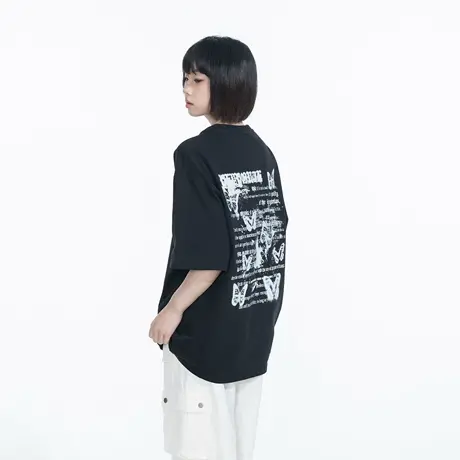 YEP2025春夏新款美式复古印花T恤情侣款ins风潮牌宽松设计感上衣图片