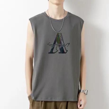 纯棉背心男士夏季外穿宽松运动篮球坎肩宽肩无袖t恤跨栏健身汗衫商品大图