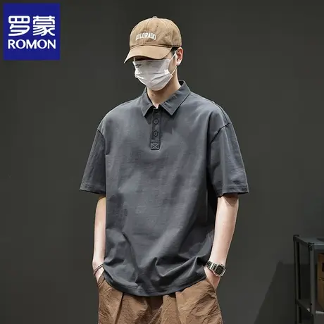 罗蒙2025夏季新款纯棉翻领半袖polo衫高端男款简约美式短袖T恤N1Z图片