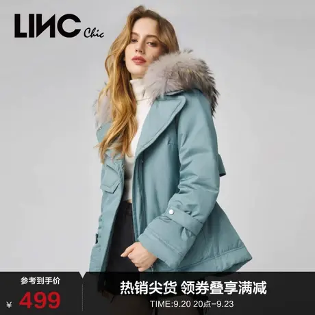 LINCCHIC金羽杰羽绒服女毛领派克服短款羽绒服女冬季Y21884256商品大图