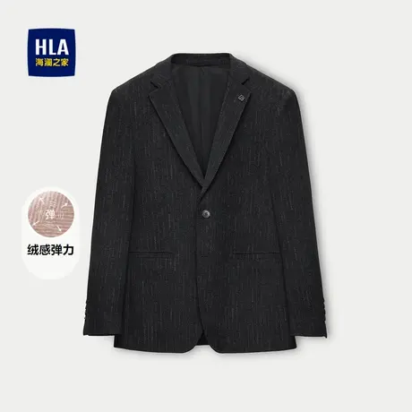 HLA/海澜之家绒感弹力休闲西服条纹平驳领便服单西外套男图片