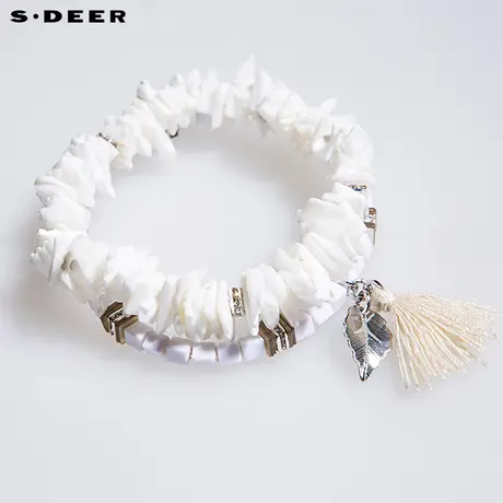 sdeer【🈵新品】🈶圣迪奥唯美愫白几何串片装饰手链S16284310商品大图