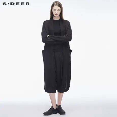 sdeer 🛹圣迪奥无扣开襟设计落肩袖时尚针织衫S18483554商品大图