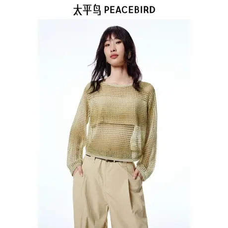 【商场同款】太平鸟女装2025年夏季新款月牙领线套衫A1EEF2508商品大图