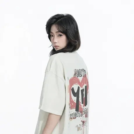 YEP2025新款夏季潮酷ins风宽松T恤女短袖美式街头印花半袖上衣图片