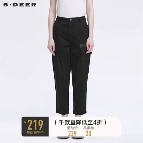 sdeer圣迪奥秋装个性撞色字母立体口袋工装长裤女S22180812图片
