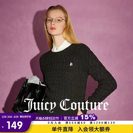 Juicy Couture橘滋春夏新款上衣百搭针织衫毛织刺绣圆领毛衣女商品大图