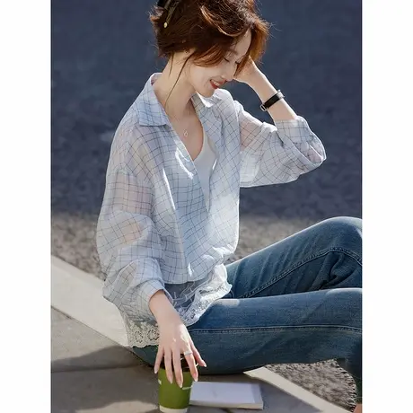 时尚气质衬衫2025年夏季新款女拼接假两件温柔淑女通勤拼接上衣商品大图