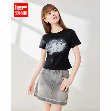 IEF/爱依服短袖上衣2025夏季新款美式甜酷个性辣妹气质百搭T恤女图片