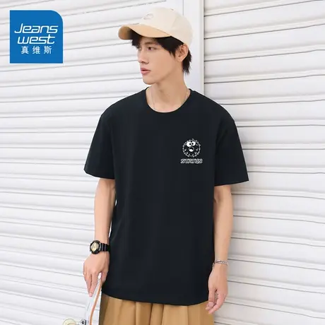 LYP真维斯情侣装上衣纯棉短袖春夏季男女同款宽松印花衣服半袖T恤图片