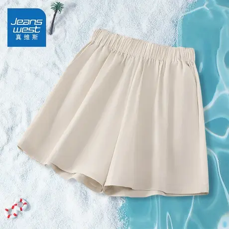 NOB真维斯纯棉短裤女2024新款夏季小个子高腰宽松显瘦运动休闲裤商品大图