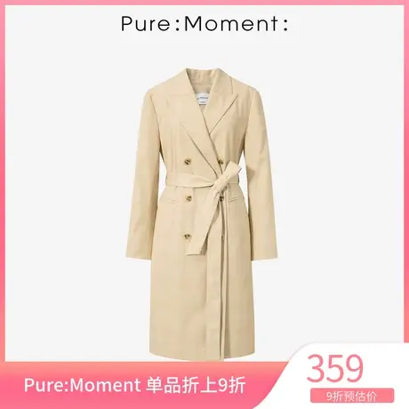 Pure:🚬Moment外套年春秋新款双排扣系带气质通勤优雅上衣女图片