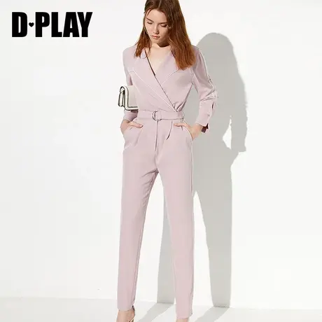 DPLAY德帕拉夏新款欧美灰粉色V领高腰时尚通勤时尚连体裤裤子商品大图