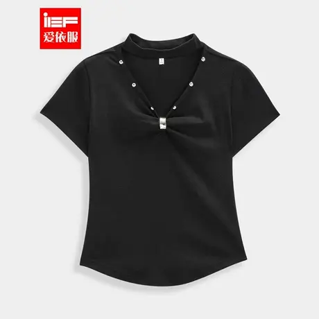 IEF/爱依服短袖2025夏季新款美式辣妹暗黑甜酷少女风短款百搭上衣图片