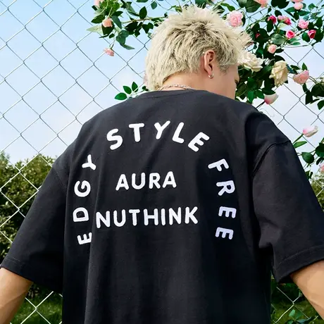 Nuthink字母刺绣短袖T恤美式复古潮牌半袖宽松男女2025夏季新款图片