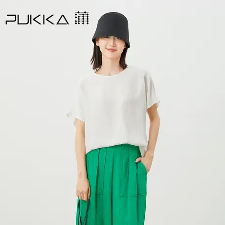 蒲PUKKA 原创设计夏季新品定制铜氨宽松简洁百搭圆领连肩上衣图片