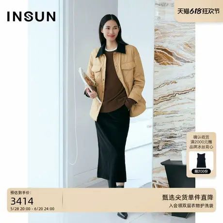 「巴恩风」INSUN恩裳2024冬季复古菱形绗线桑蚕丝棉服商品大图