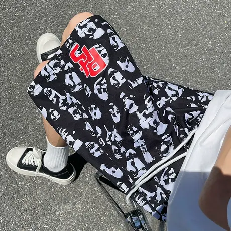 沙滩裤男夏季2025新款薄款宽松大码运动直筒裤速干五分裤子大裤衩图片