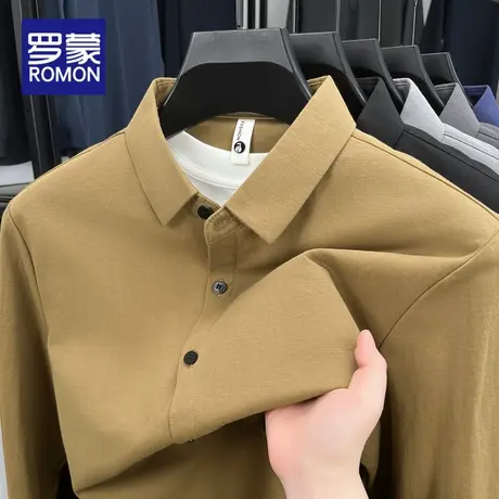 罗蒙长袖衬衫男士春季2025新款高端商务休闲潮牌翻领休闲衬衣男款图片