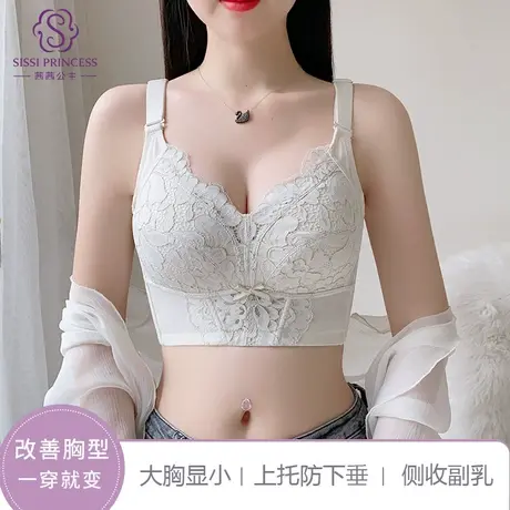 茜茜公主聚拢上托大胸显小内衣女收副乳防下垂调整型文胸气质蕾丝商品大图