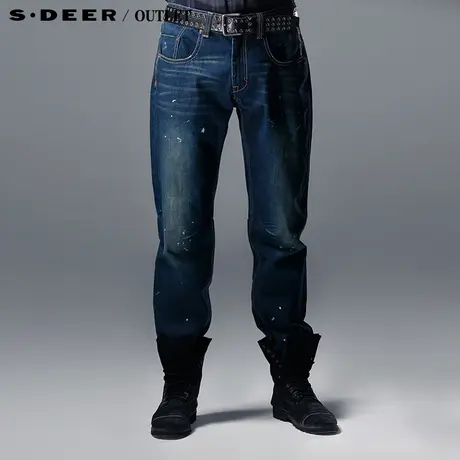 sdeer圣迪奥专柜正品男装水洗磨白破洞牛仔裤3370841图片
