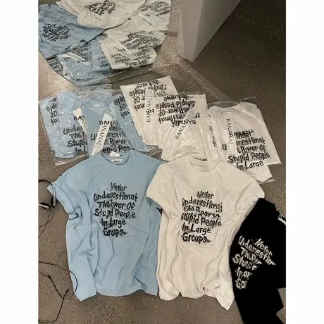 韩国东大门2025夏季新款休闲百搭字母印花圆领宽松短袖T恤上衣女商品大图