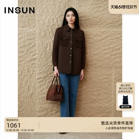 「巴恩风」INSUN恩裳专选秋季雅丹风菱格绗线桑蚕丝棉服商品大图