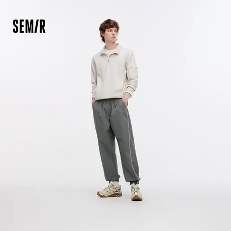 森马休闲裤男户外运动风束脚裤子宽松2025秋季新款肌理感长裤简约图片