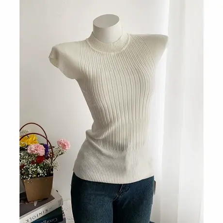 通勤气质百搭修身显瘦性感无袖螺纹针织背心T恤上衣女图片