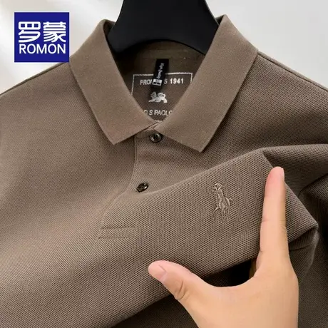 罗蒙男士Polo衫春秋季2025新款宽松休闲翻领男装打底衫上衣服男款商品大图
