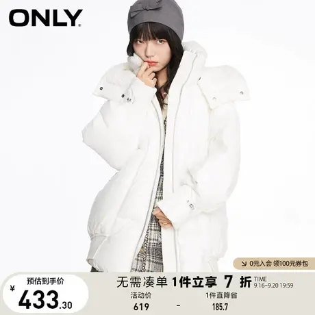 ONLY奥莱冬季百搭宽松90绒保暖收腰中长款羽绒服图片