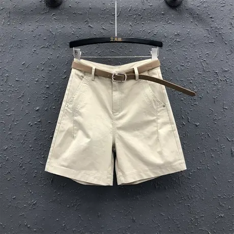 欧货韩版OL风阔腿裤女2025夏季新款高腰显瘦休闲百搭牛仔五分短裤商品大图