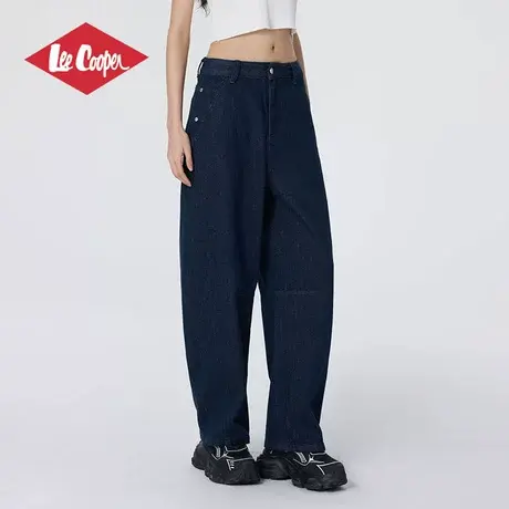 Lee Cooper/李库珀 深蓝色宽松牛仔裤女款夏季潮流休闲直筒弯刀裤商品大图