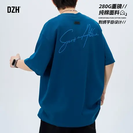 男士潮牌刺绣短袖t恤男夏季纯棉重磅五分袖上衣半袖2025新款男装图片