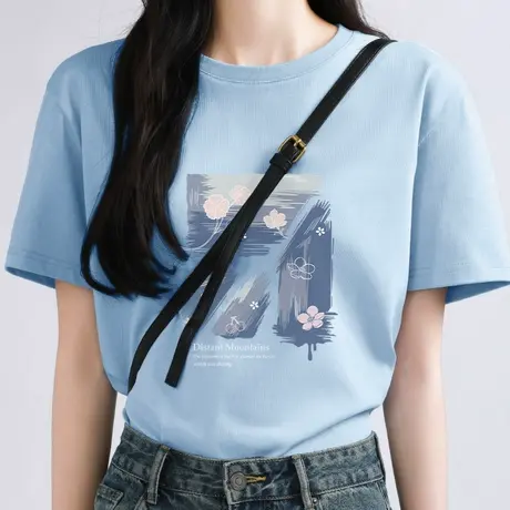 KWV真维斯纯棉短袖t恤女2025新款爆款宽松显瘦多巴胺穿搭上衣女商品大图