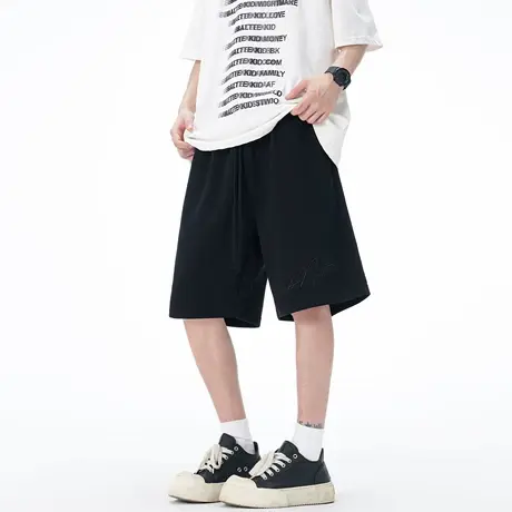 Nuthink潮牌字母刺绣短裤休闲运动五分裤松紧男女2025夏季新款图片