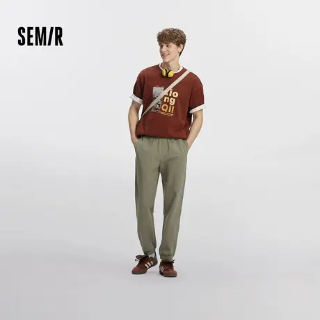 [商场同款]森马休闲裤男宽松锥形裤纯色百搭2025秋新款运动针织裤图片