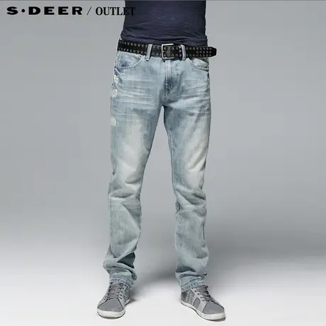 sdeer圣迪奥专柜正品直筒水洗磨白低腰牛仔裤3370849图片