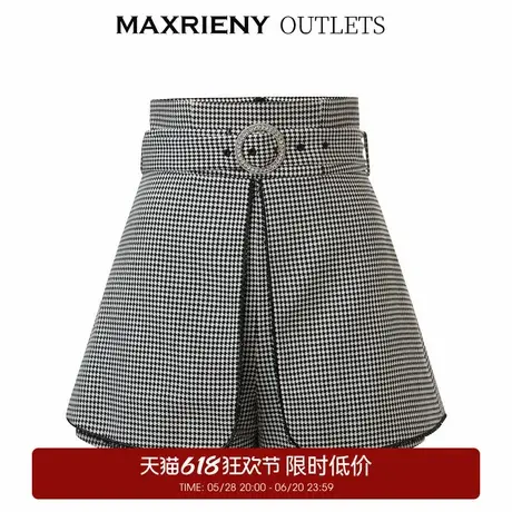 【奥莱】MAXRIENY千鸟格搭片式短裤秋季休闲裤复古商品大图