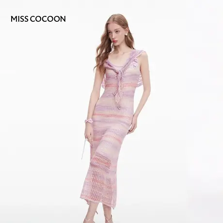 MISSCOCOON可可尼鱼尾裙子女2025秋季新款渐变色针织吊带连衣裙图片