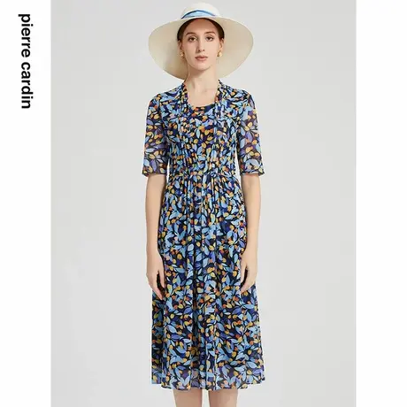 【皮尔卡丹女装】2024年春季新款简约淑女印花碎花连衣裙商品大图