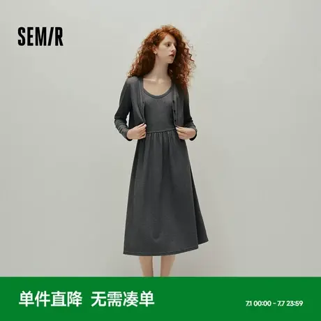 [商场同款]森马连衣裙女吊带裙V领短开衫2025新款秋季纯色两件套商品大图