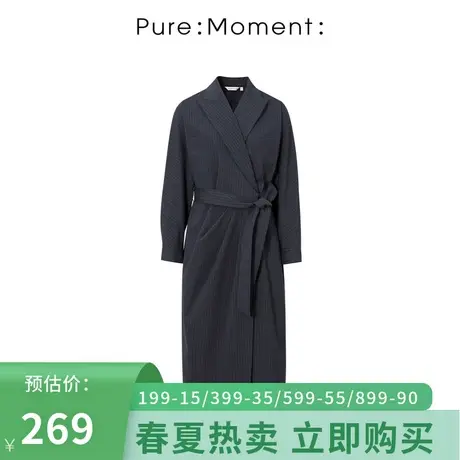 Pure:🚚Moment/🚛连衣裙21年显瘦高腰系带裙子女商品大图