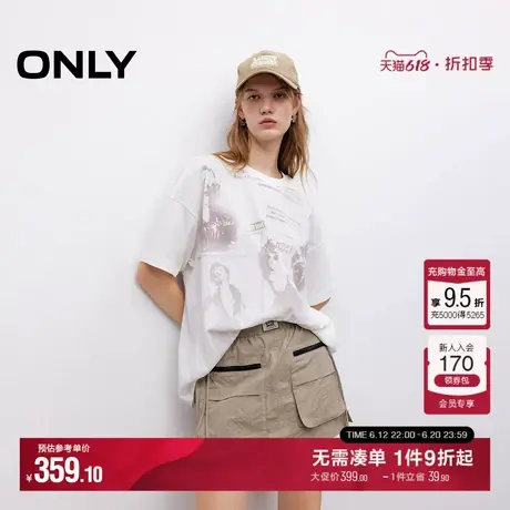 ONLY2025夏季新款酷感人像印花OVERSIZE版型落肩圆领短袖T恤女商品大图