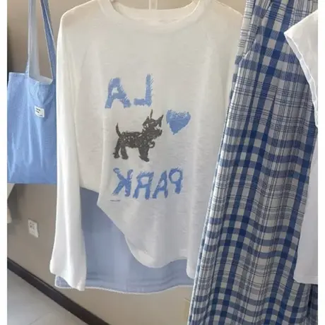 印花面膜天丝薄款长袖T恤女夏洋气防晒空调罩衫今年流行漂亮上衣商品大图