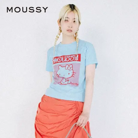 【明星同款】MOUSSYxHelloKitty 春季印花趣味T恤女010HS701-1561图片