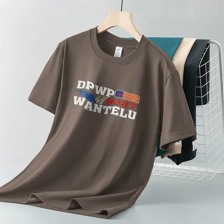 重磅纯棉t恤男短袖夏季美式高街潮流印花半袖全棉体恤圆领打底衫商品大图