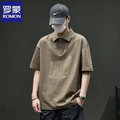 罗蒙高级感美式休闲Polo衫男款2025夏季新款纯棉大码短袖T恤N1Z商品大图